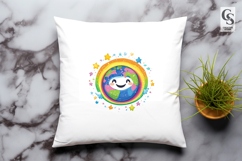 Kawaii Earth Rainbow Clipart Sublimation PNG Product Image 3