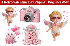 Retro Valentine Day Clipart PNG Product Image 1