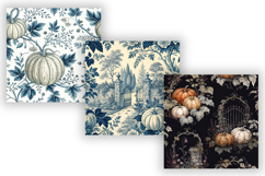 Navy Blue Pumpkin Patch Toile Paper, Seamless Watercolor Product Image 3