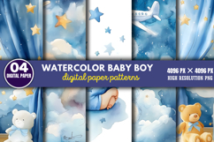 Watercolor Baby Boy Scenes-Paper PNG Product Image 1