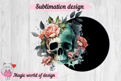 Watercolor skulls with flowers Png Product Image 2