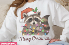Merry Christmas PNG, Funny Raccoon Sublimation PNG Product Image 2