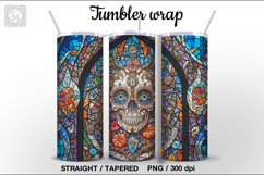 Stained Glass Skull Tumbler, 20 oz Tumbler Wrap Product Image 3
