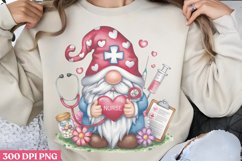 Nurse gnome PNG, Valentine Nurse Sublimation PNG Product Image 1