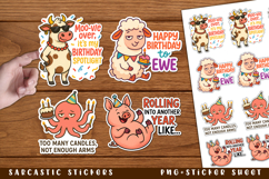 12 Sarcastic birthday Stickers, Funny Animals sticker Bundle Product Image 2