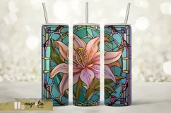 STAINED GLASS LILY flower sublimation tumbler wrap design Product Image 1