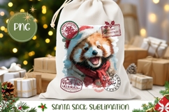 Christmas Red Panda Santa Sack, Christmas Gift Bag Print Product Image 1