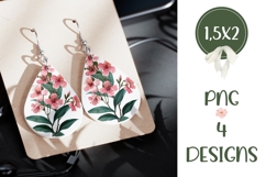 Pink Flowers Earrings, Floral Teardrop Earring Designs Product Image 3