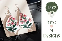 Pink Flowers Earrings, Floral Teardrop Earring Designs Product Image 3