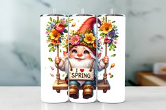 Gnome Spring Tumbler Wrap Sublimation PNG Design Product Image 1