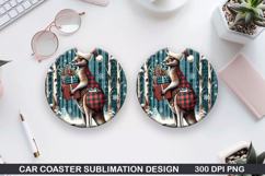 Kangaroo Car Coaster Sublimation| Christmas Coaster PNG Product Image 1