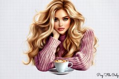 Coffee Shop Girls Clipart PNG Product Image 1