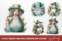 Cozy Green Christmas Clipart Sublimation Product Image 1