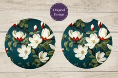 Magnolia Flowers Car Coaster PNG, Flowers Sublimation Design Product Image 3
