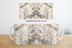 3D White Flowers Mug Wrap | Sublimation Coffee Cup Product Image 5