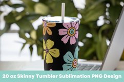 Groovy Flowers Pattern 20 oz Tumbler Sublimation PNG Product Image 3