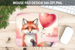 Watercolor Fox Mouse Pad Sublimation - Valentines Png Product Image 1