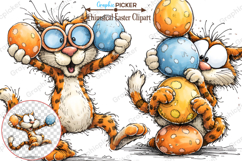 Whimsical Easter Cats Clipart PNG, Watercolor Easter PNG Product Image 1