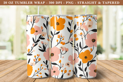 Pink &amp; Orange Cottagecore Flower Tumbler Wrap | Tumbler Wrap Product Image 1