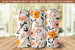Pink & Orange Cottagecore Flower Tumbler Wrap | Tumbler Wrap Product Image 1