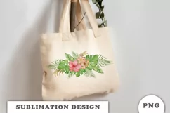 Watercolor Tropical flowers bouquet PNG Product Image 3