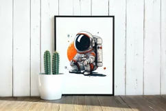 cute baby astronaut clipart svg, watercolor astronaut png Product Image 3