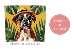 Tropical Tumbler Wrap Design, Boxer Dog Tumbler Sublimation Product Image 3