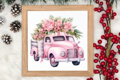 Pink Christmas Car clipart Sublimation, Christmas clipart Product Image 3