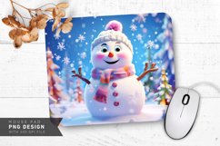 Snowman with Pastel Snowflakes and Simple Design Mouse Pad Product Image 1