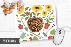 Funky Leopard Apple with Sunflowers and Tools Mouse Pad PNG Product Image 1