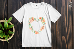 Watercolor Peach Floral Heart Clipart Sublimation PNG Product Image 2