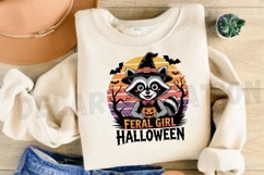 Feral Girl Halloween Raccoon Sublimation PNG Design Product Image 3