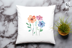 Cute Poppy Daisy Watercolor Clipart Sublimation PNG Product Image 3