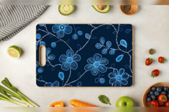 Blue Embroidery Flowers Cutting Boards sublimation Design Product Image 3