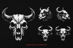 10 Bundle Dark Art Bull Skull Animal Beast Bone Horn Tattoo Product Image 5