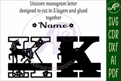 Unicorn Capital Monogram Letter name sign K SVG Product Image 3