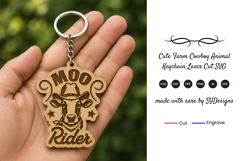 Cute Farm Cowboy Animal Keychain SVG Product Image 1