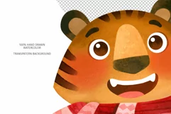 Cute Tiger watercolor clipart, Holiday Christmas 2022 Product Image 4