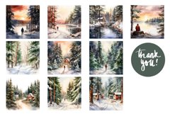 Watercolor Winter Forest Wind Spinner Bundle, Christmas PNG Product Image 3