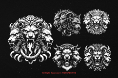 10 Bundle Dark Art Cerberus Mythical Creature Tattoo Clipart Product Image 5