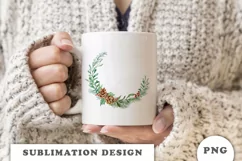 Watercolor Winter Floral Wreath png Product Image 3