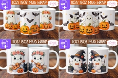BUNDLE Halloween Mug Wrap PNG, Cute Ghost Mug Template Product Image 4