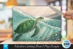 Turtle Gliding Through Sparkling Water Cutting Board PNG Product Image 1