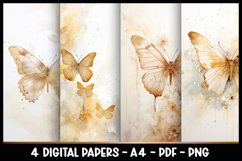 4 Digital Papers Vintage Butterfly I Planner Pages Product Image 1