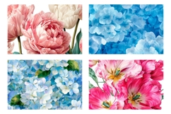 Blue Hydrangea Cosmetic Bag, Flowers Cosmetic Bag Print Product Image 3