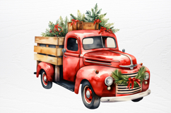 Christmas Cars Watercolor clipart PNG Product Image 3