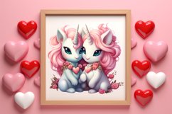Cute Baby Unicorn Clipart, Valentines Day Couplet Product Image 3