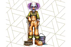 Creepy Clown Halloween PNG Clipart, Spooky Circus Art Product Image 3
