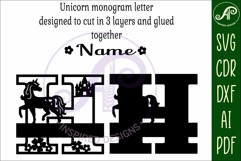 Unicorn Capital Monogram Letter name sign H SVG Product Image 3