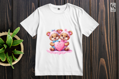 Cute Teddy Bear Couple With Heart Clipart Sublimation PNG Product Image 2